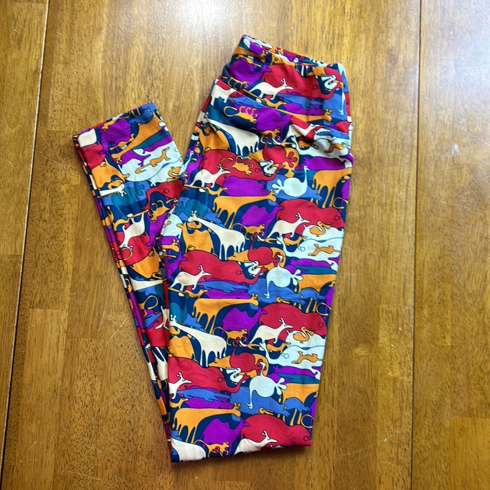 LEGGINGS OS ONE SIZE LulaRoe Novelty Print NEW Wild Animal Fun Zoo Colorful